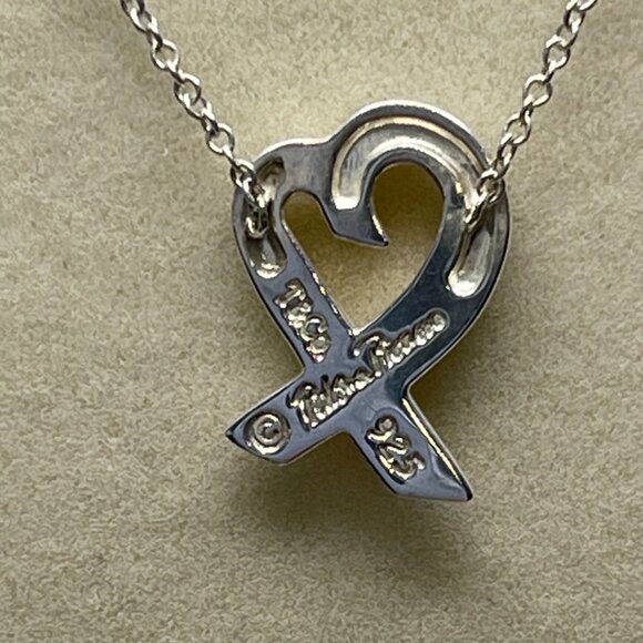 Tiffany & Co 925 Sterling Silver "Loving Heart Pendant" w/ Diamond - Preowned - Picture 2 of 7